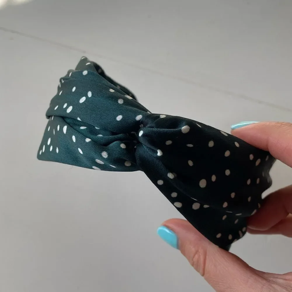 Green Polka Dot Knot Headband